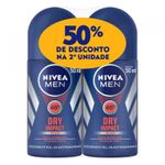 Desodorante Nivea Roll-On Masculino Dry Impact - 2 uni