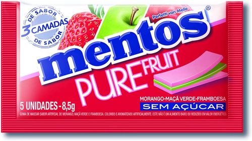 Chiclete Mentos 3 Pure Fruit - 8,5g