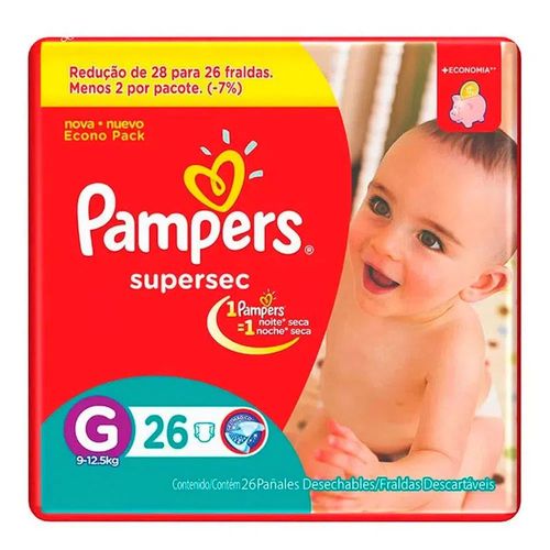 Fralda Pampers Supersec Pacotão Tamanho G - 26