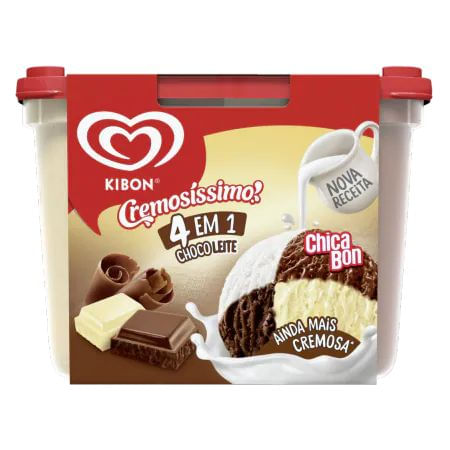 Sorvete Kibon Cremosíssimo Chocolate 4 em 1 - Pote 2L