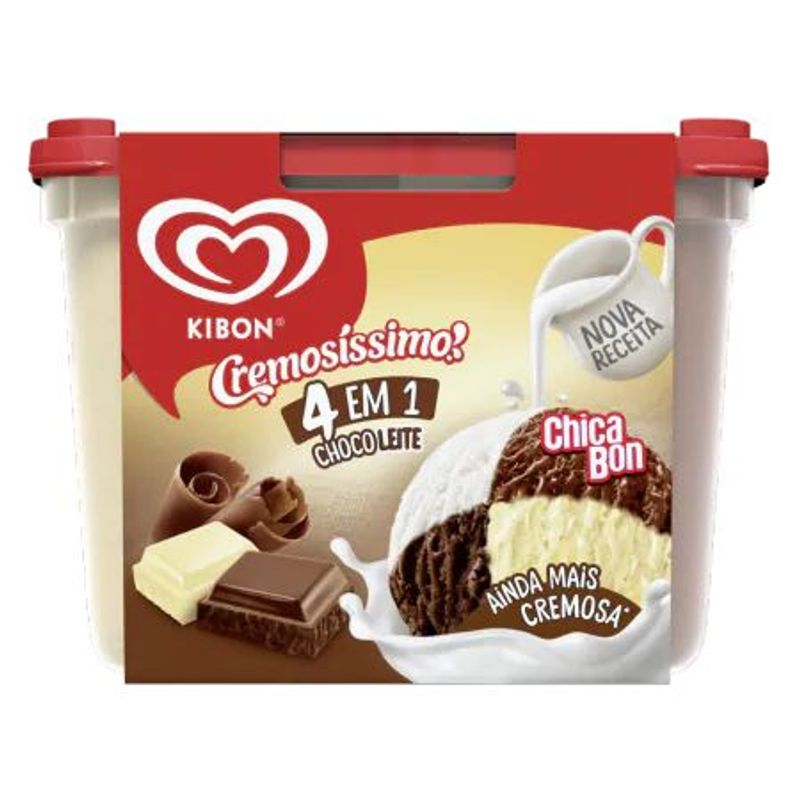 Sorvete Kibon Cremosíssimo Chocolate 4 em 1 - Pote 2L