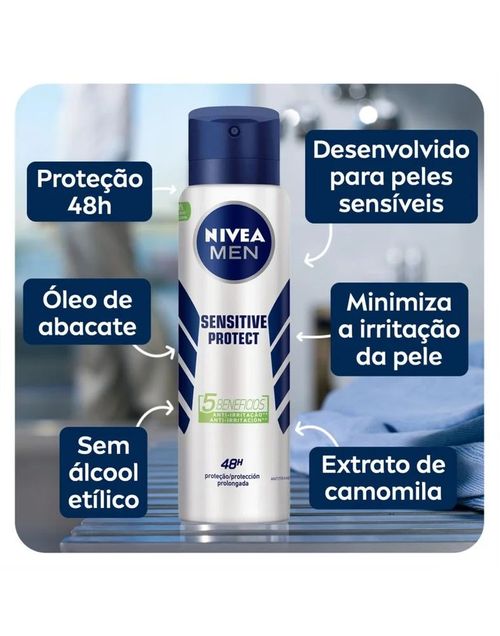 Desodorante Nivea Aerosol Masculino Sensitive Protect - 150ml