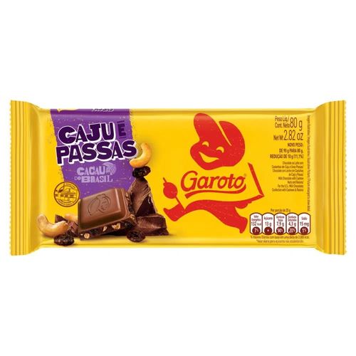Barra de Chocolate Caju e Passas Garoto - 80g