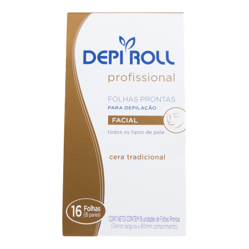 Folhas Depilatória Prontas Facial Tradicional Depiroll - 16 uni