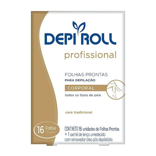 Folhas Depilatória Prontas Corporal Tradicional Depiroll - 16 uni