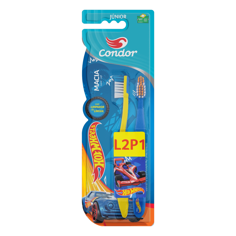 Escova Dental Condor Kids Hot Wheels - Leve 2 Pague 1