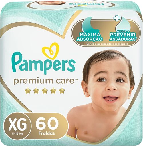 Fralda Pampers Premium Care Tamanho XG - 60 Uni