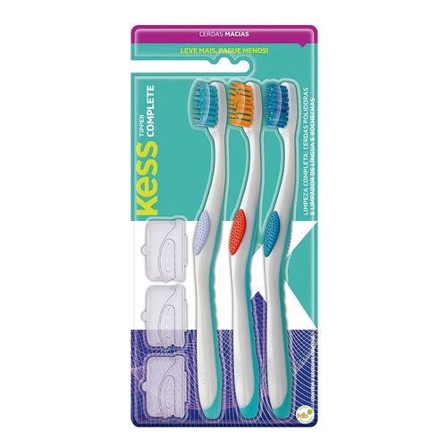 Kit Escovas Dentais Kess + Protetor de Cerdas