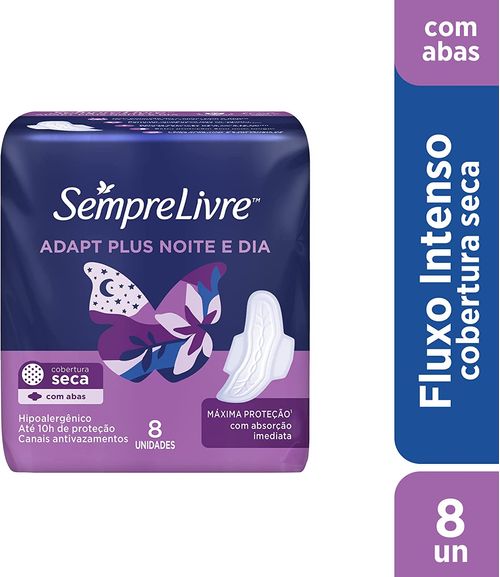 Absorvente Sempre Livre Adapt Plus Noite e Dia Com Abas - 8 uni