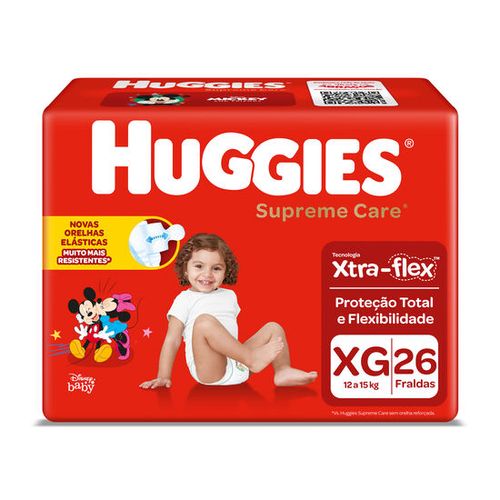 Fraldas Huggies Supreme Care Jumbo Tamanho XG - 26 Uni