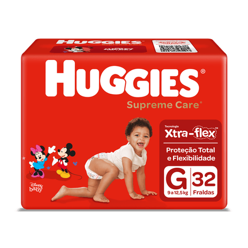 Fraldas Huggies Supreme Care Jumbo Tamanho G - 32 Uni