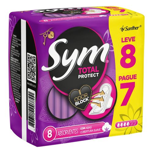 Absorvente Sym Total Protect Suave Com Abas - 8 uni