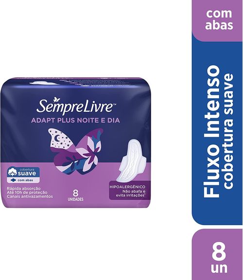 Absorvente Sempre Livre Suave Adapt Plus Noite e Dia Com Abas - 8 uni