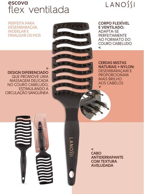 Escova de Cabelo Ventilada Flex - Lanossi