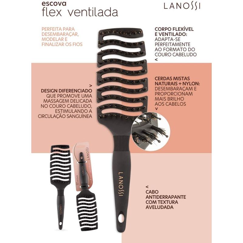 Escova de Cabelo Ventilada Flex - Lanossi