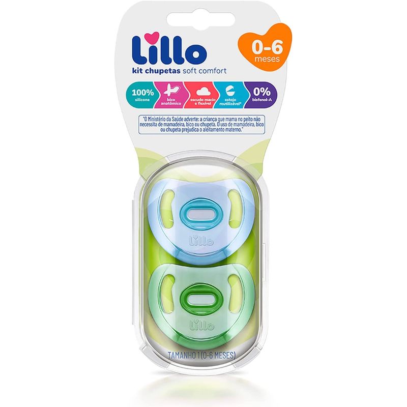 Chupeta infantil Lillo Soft Comfort 100% Silicone Com Estojo