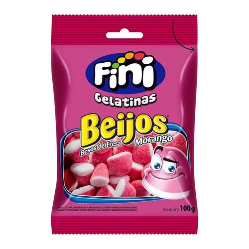 Bala de Gelatina Fini Beijos Morango 90g