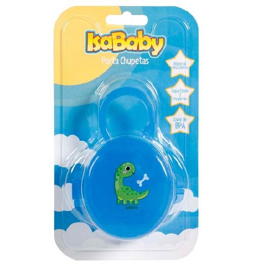Porta Chupetas Isababy Dino - Azul