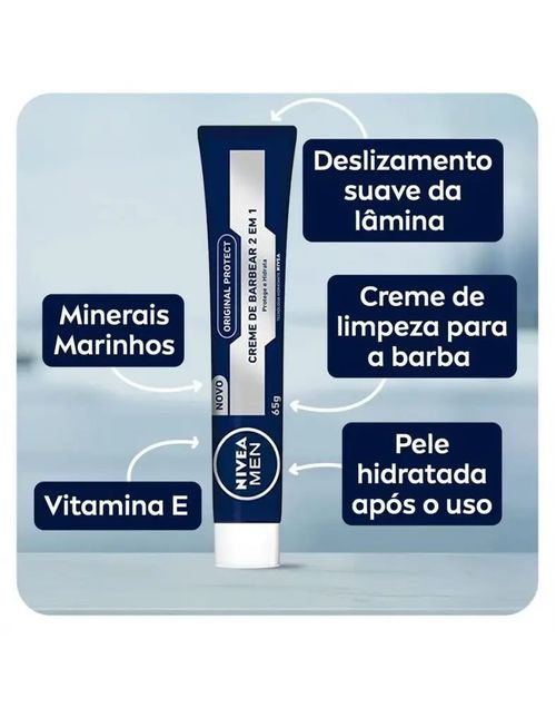 Creme de Barbear Nivea Men 2 em 1 Original Protect - 65g