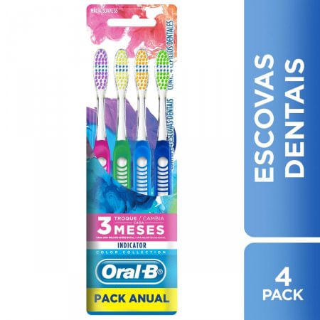 Escova Dental Oral-B Indicator Colors - 4 Uni