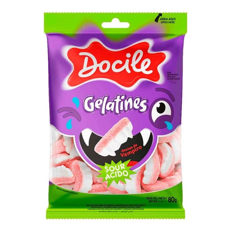 Bala Docile Gelatina Dentes de Vampiro Cítrico - 80g