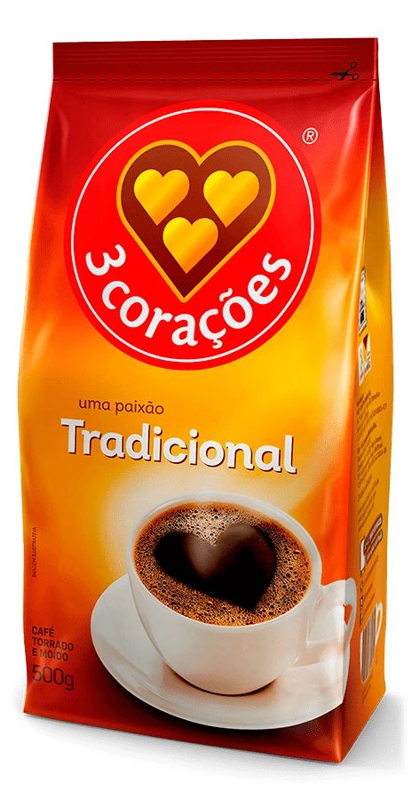 Café Torrado e Moído 3 Corações Tradicional 500g