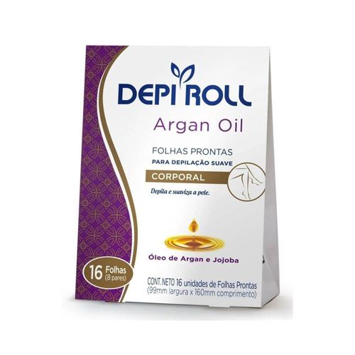 Folhas Depilatória Prontas Corporal Argan Oil Depiroll - 16 uni