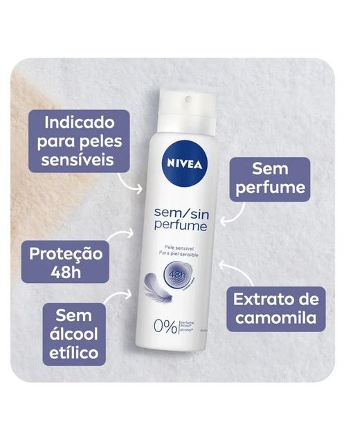 Desodorante Nivea Aerosol Feminino Sem Perfume Pele Sensível - 150ml