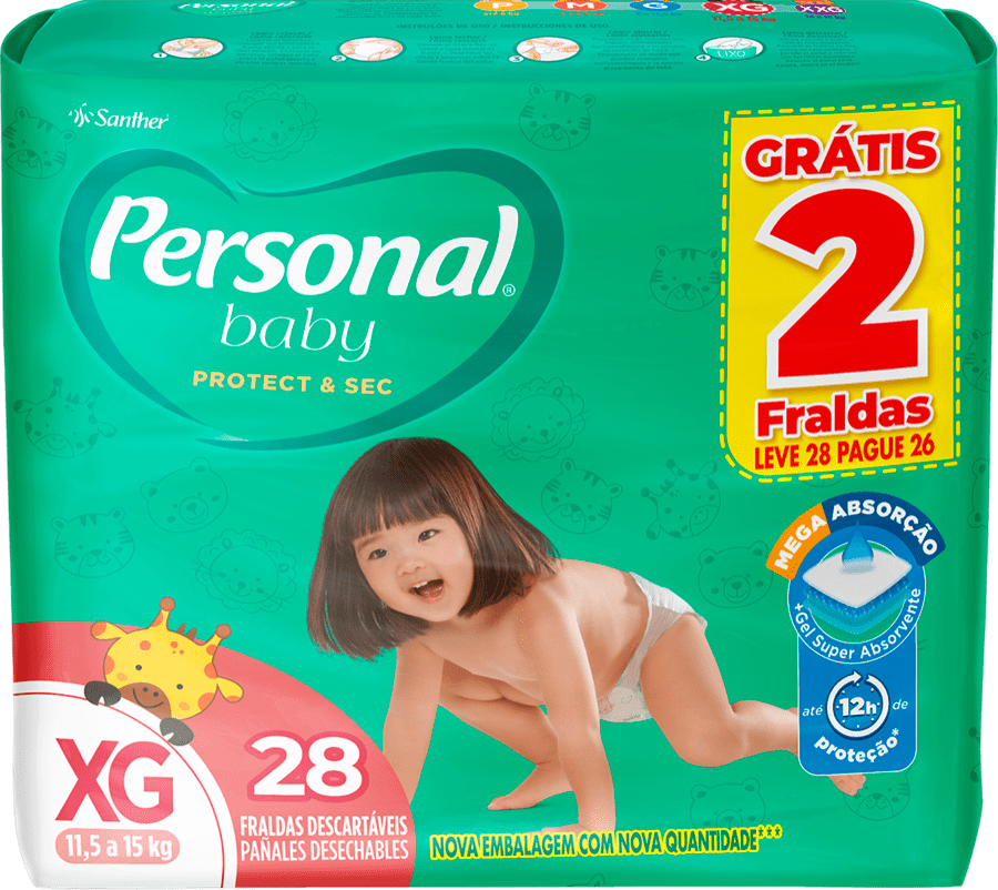 Fralda Personal Baby Tamanho XG - Leve 28 Pague 26