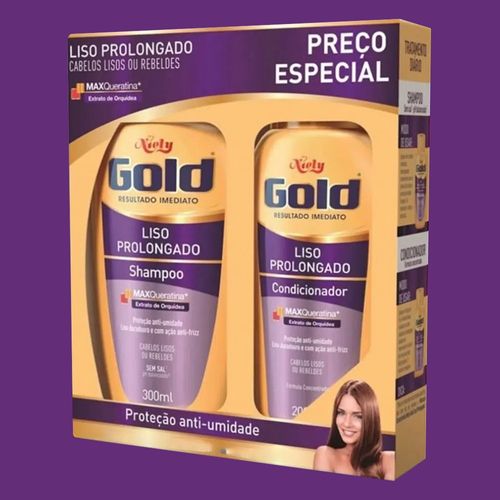 Kit Shampoo e Condicionador - Niely Gold Liso Prolongado