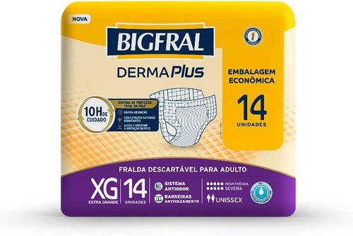 Fralda Geriátrica Bigfral Derma Plus Tamanho XG - 14 Uni