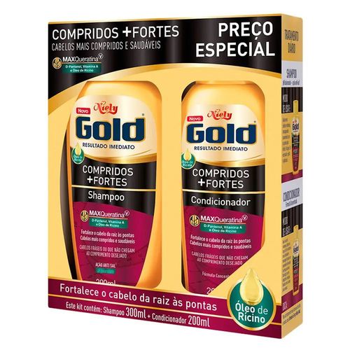 Kit Shampoo e Condicionador - Niely Gold Compridos + Fortes