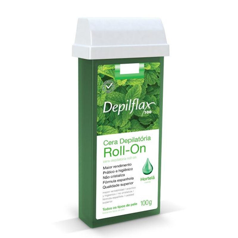 Cera Depilatória Roll-On Depilflax Hortelã - 100g