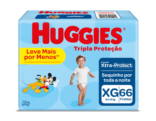 Fralda Huggies Tripla Proteção Tamanho XG - 66 Uni