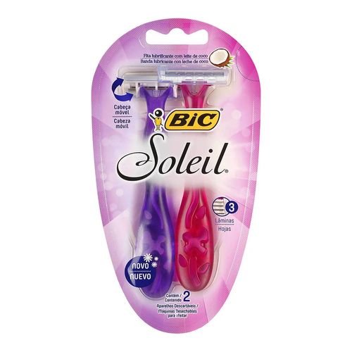 Aparelho de Depilar BIC Soleil Rosa e Roxo - 2 Uni