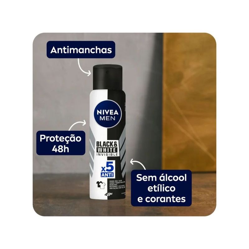 Desodorante Nivea Aerosol Masculino Black e White - 150ml