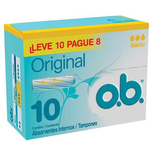 Absorvente Interno OB Original Médio - Leve 10 Pague 8