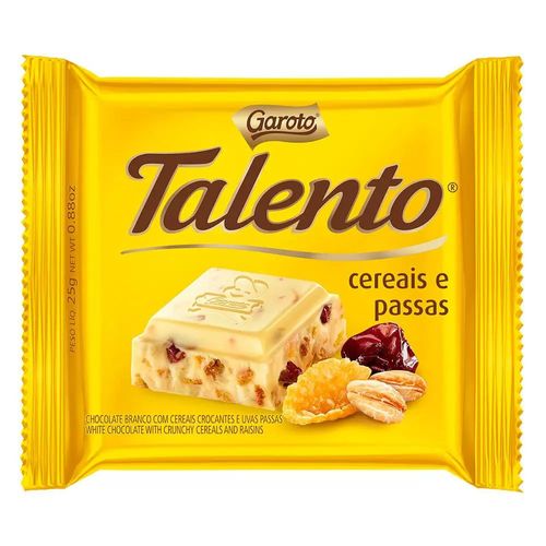Chocolate Talento Branco Cereais e Passas - 25g