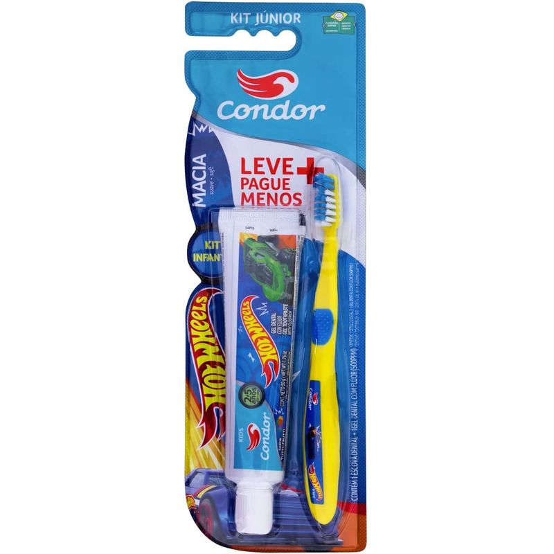 Kit Escova de Dente Kids + Creme Dental Hot Wheels - Condor
