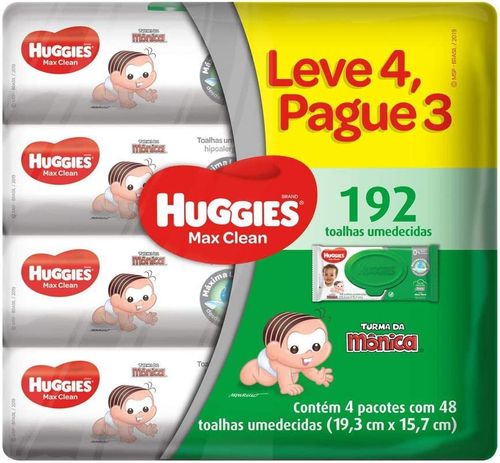 Lenços Umedecidos Huggies Max Clean - Leve 4 pague 3