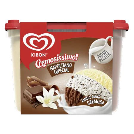 Sorvete Kibon Cremosíssimo Napolitano Especial - Pote 2L