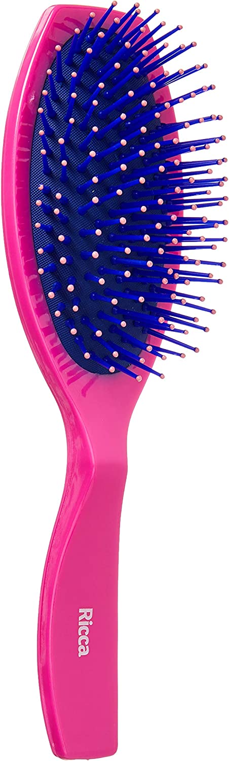 Escova de Cabelo Pink Oval Almofadada - Ricca
