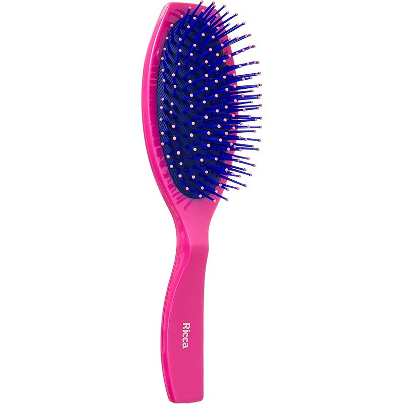 Escova de Cabelo Pink Oval Almofadada - Ricca