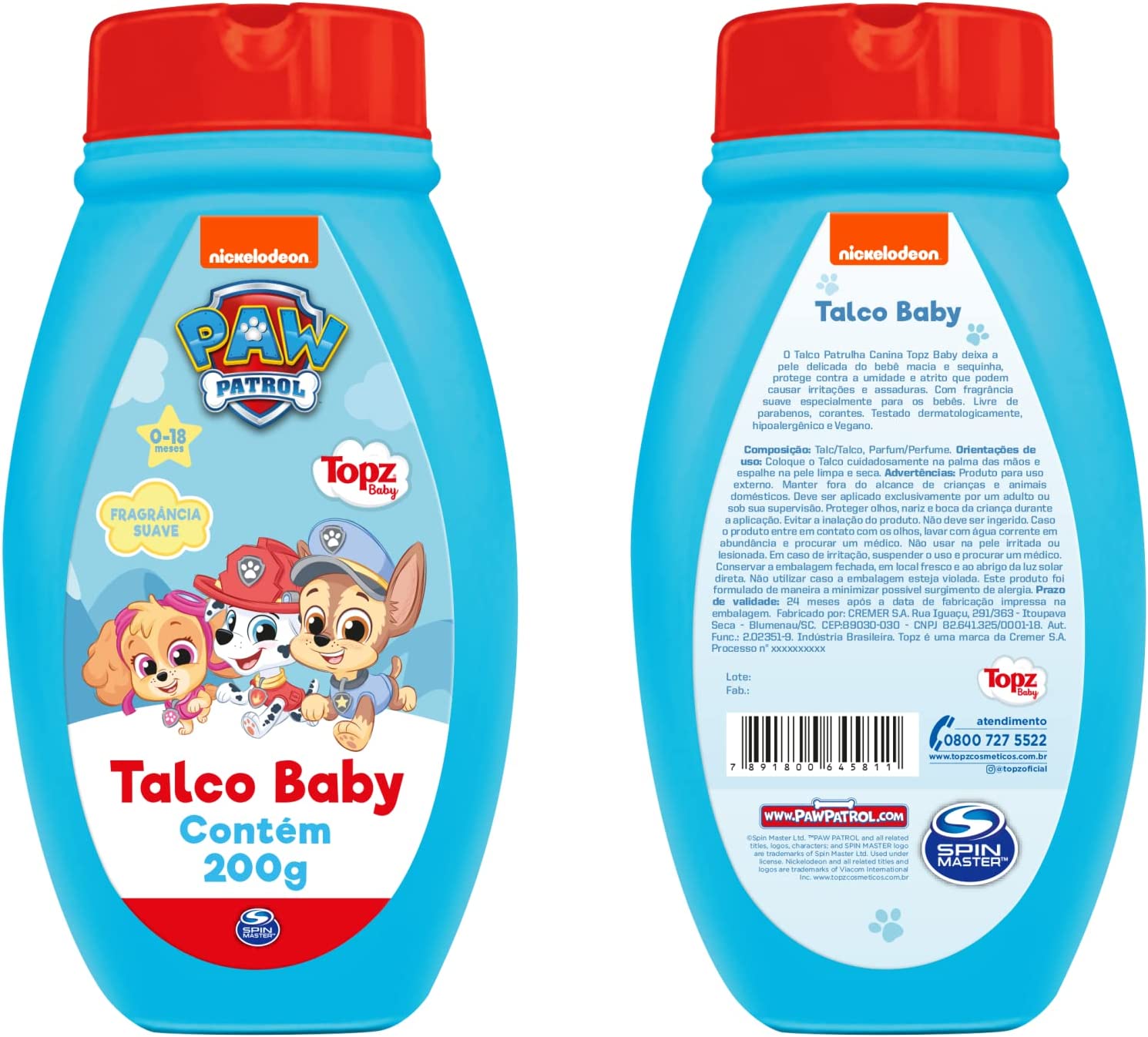 Talco Topz Baby Patrulha Canina - 200g