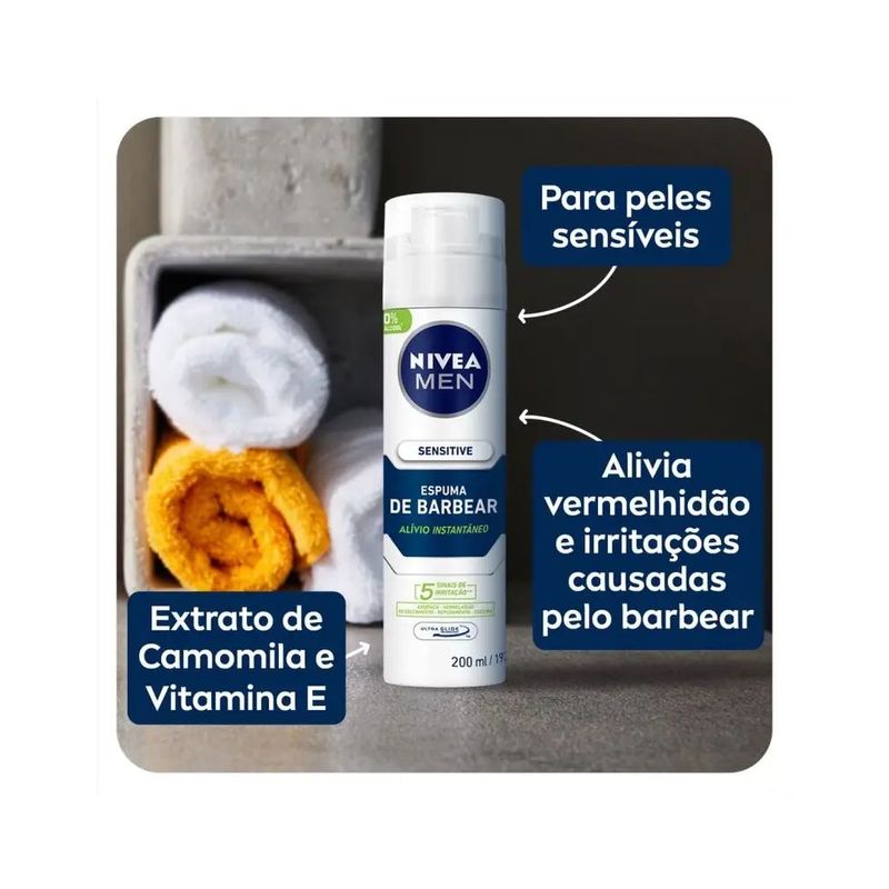 Espuma de Barbear Nivea Men Sensitive - 193g