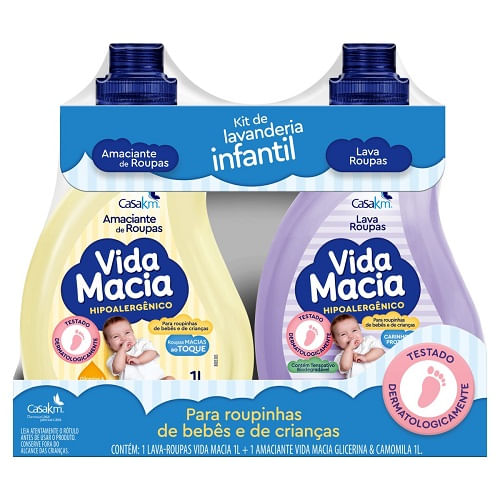 Kit Vida Macia Lava Roupas + Amaciante Glicerina e Camomila - 1L