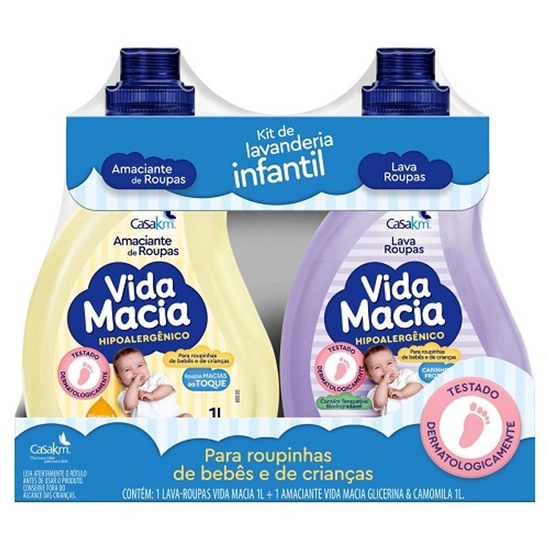 Kit Vida Macia Lava Roupas + Amaciante Glicerina e Camomila - 1L