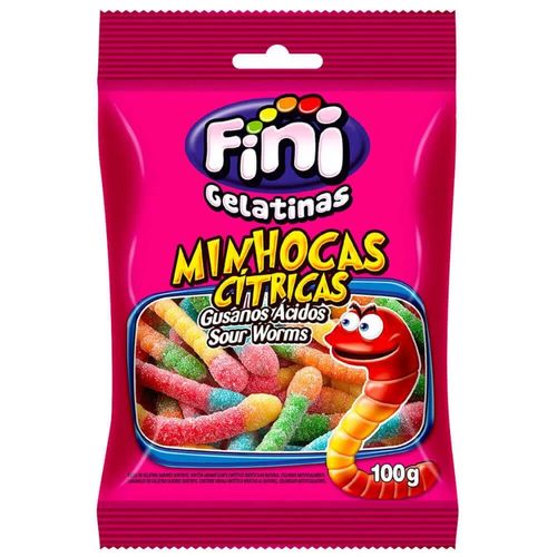 Bala Fini Gelatina Minhoca Cítricas - 90g