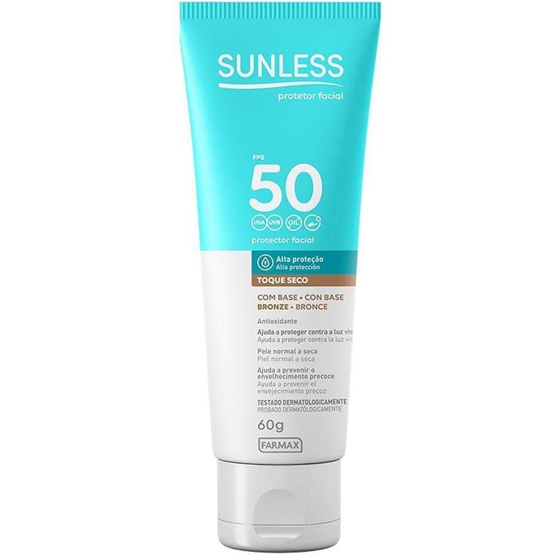 Protetor Solar Facial Sunless Cor Bronze FPS50 - 60g