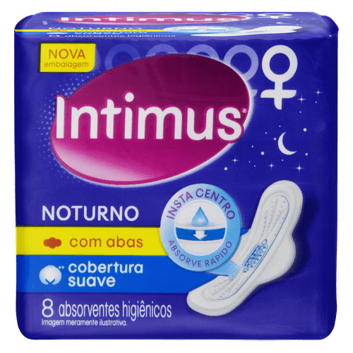 Absorvente Intimus Noturno Cobertura Suave Com Abas - 8 uni